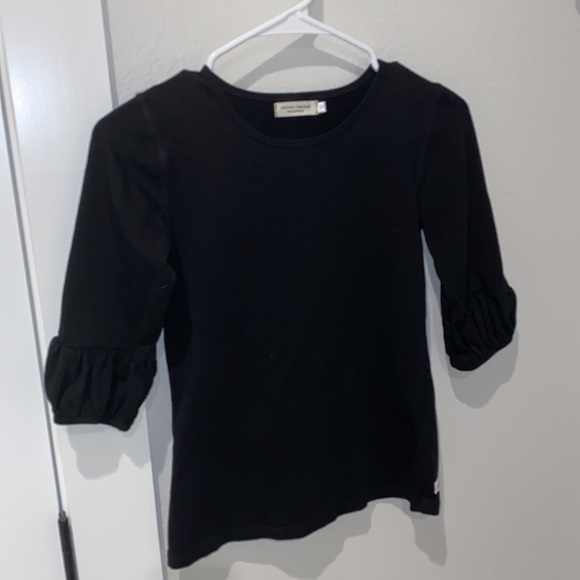 EUC Adorable Essentials Boutique Black Solid Tulip Sleeve Top Shirt Teen Tween - Picture 3 of 5